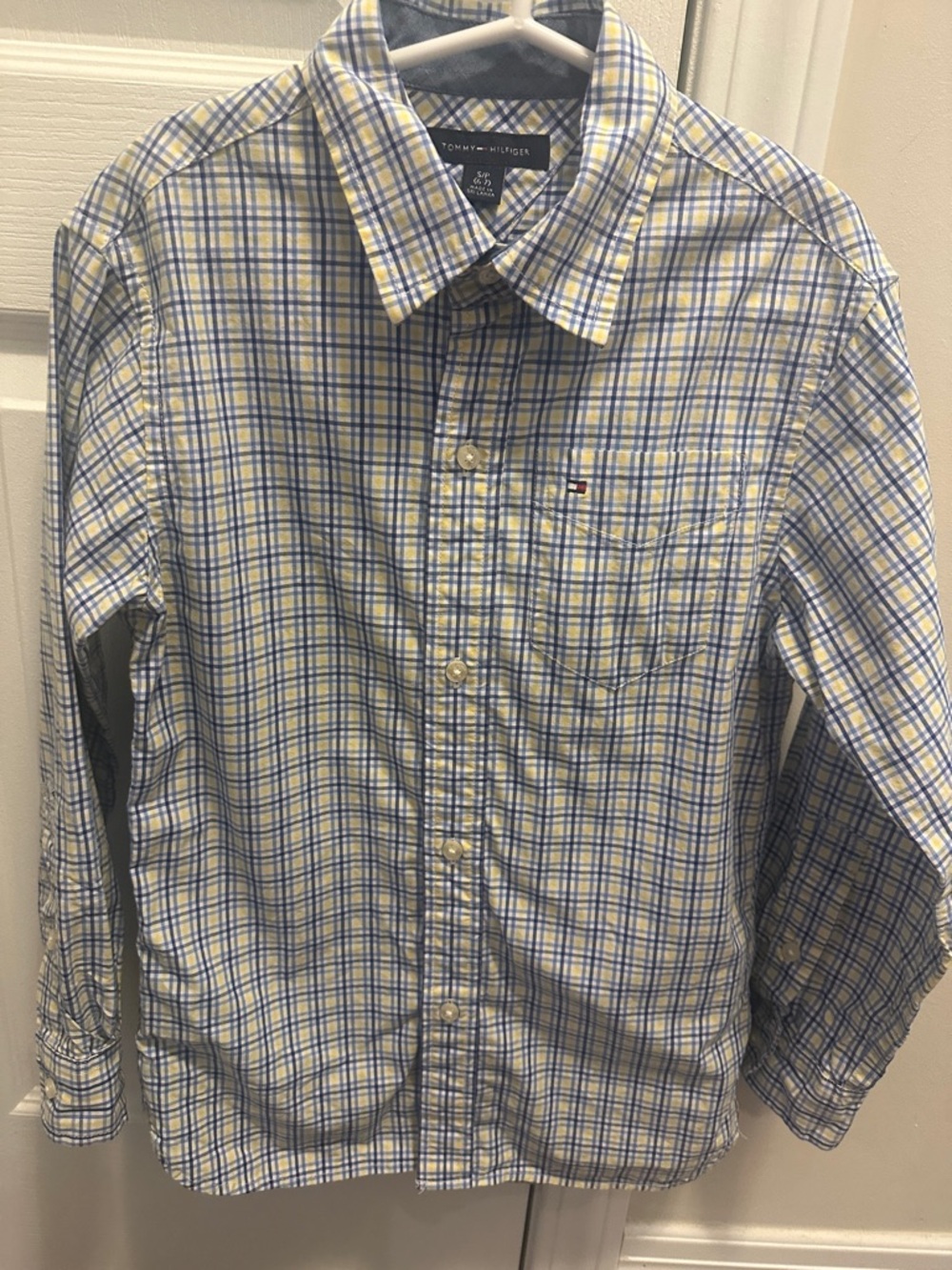 🎉BUNDLE 10 for $50🎉 Tommy Hilfiger Boys Blue & Yellow Plaid Button-Down Shirt